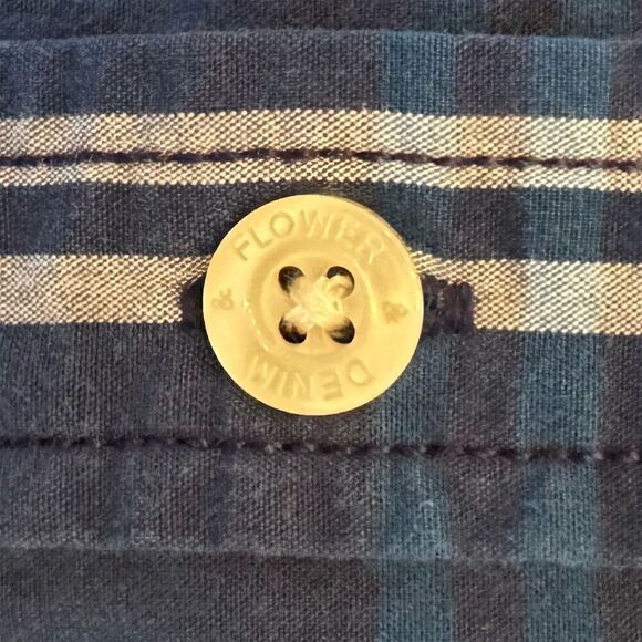 Denim‎ & Flower Men's XL Blue Plaid Long Sleeve Button-Up Shirt - Picture 5 of 5